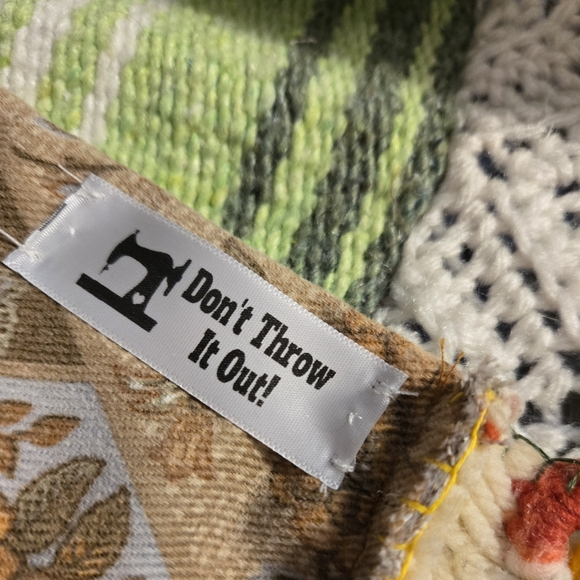 Upcycled blanket patch winter Scarf greens & browns Dont Throw It Out - Picture 4 of 4